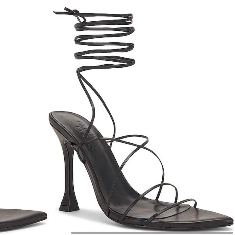 Camila Coelho Black Jolie Strappy Point Heels